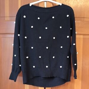 Women's Black Sweater with White Accents